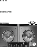 Klipsch KA-1000-THX - Owners Manual 